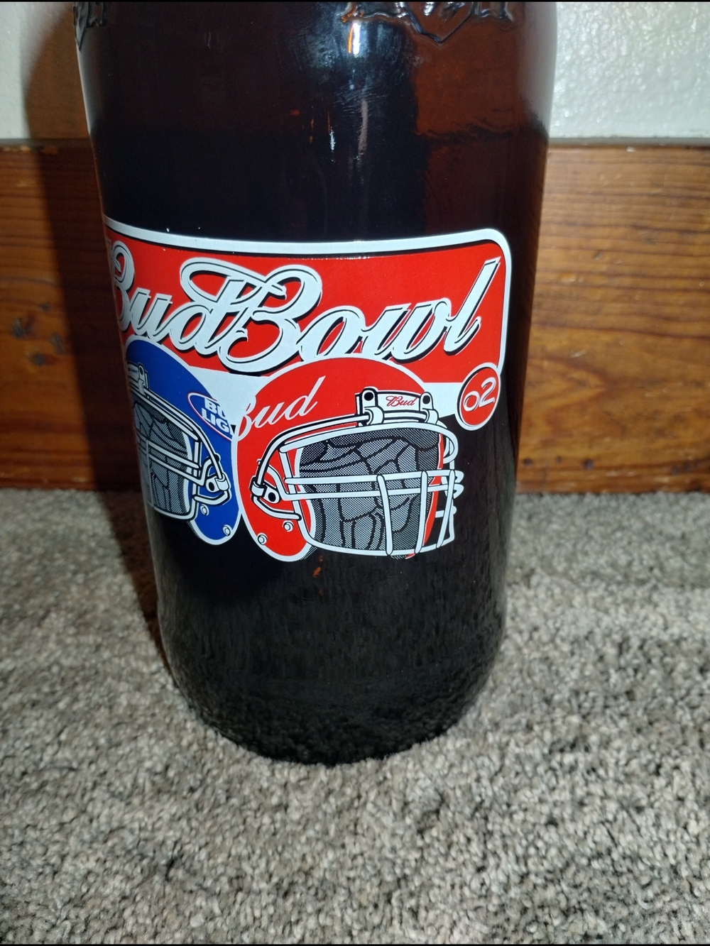 Rare Budweiser Brown Glass Bottle with Silver Cap Budbowl 02